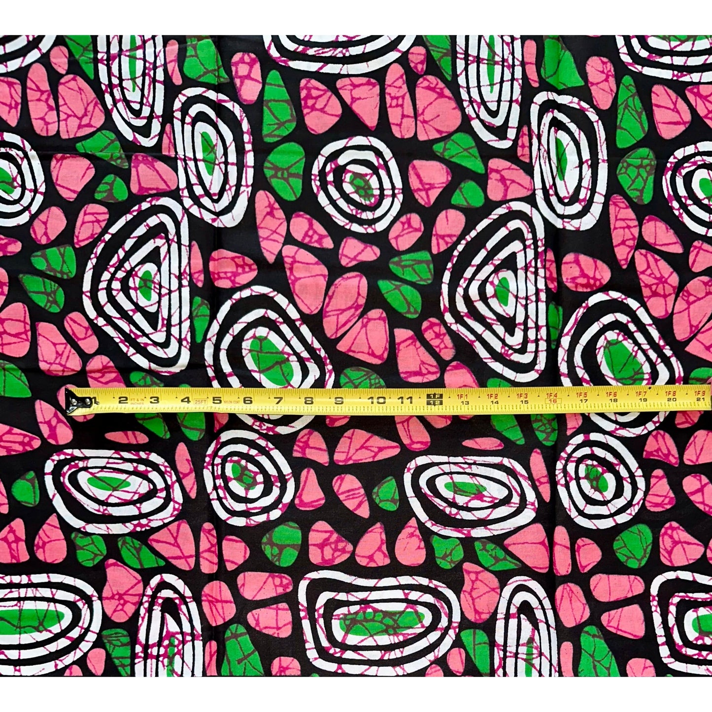 African Print Fabric/ Ankara - Pink, Green 'Pretty Girls Wear Pearls', YARD or WHOLESALE