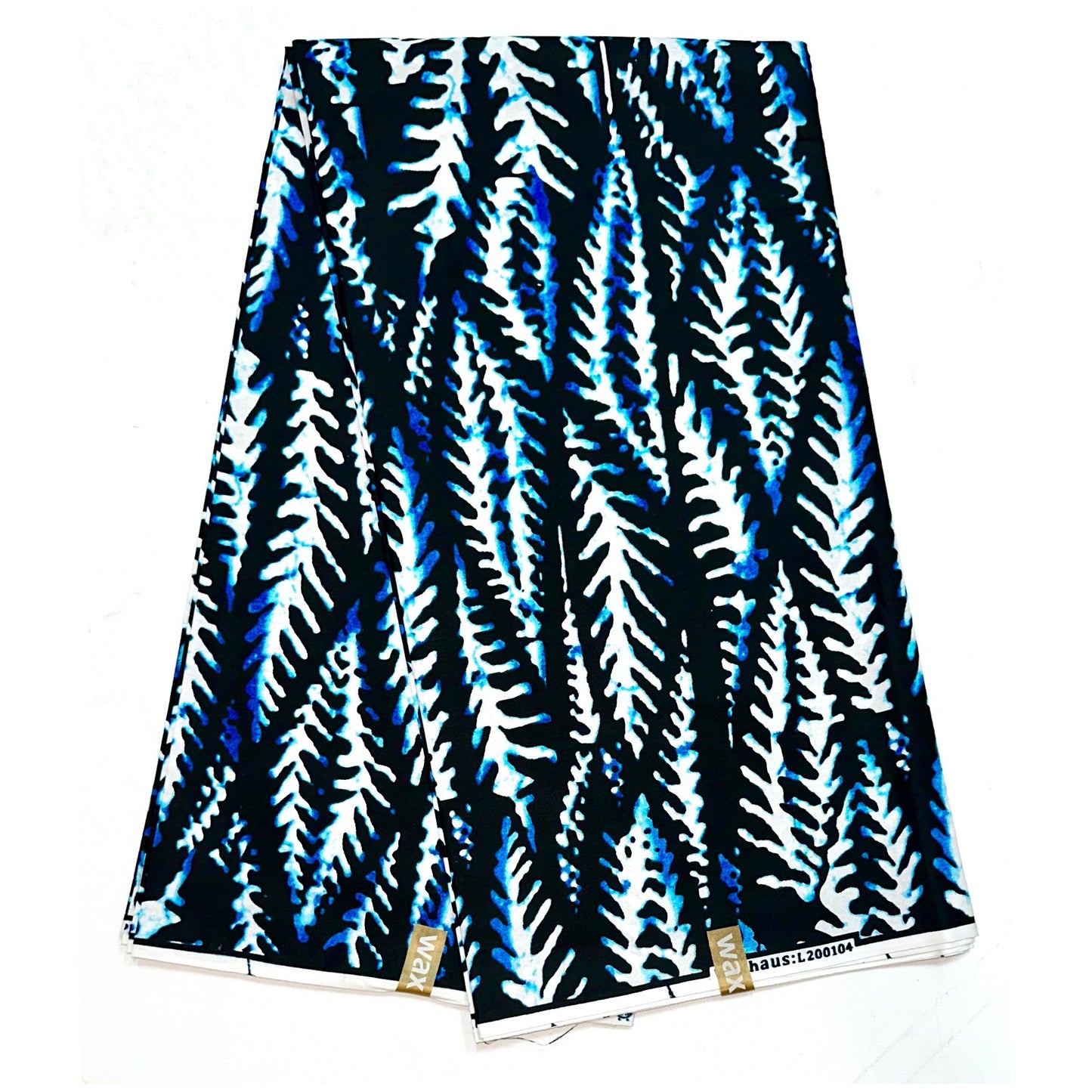 African Print Fabric/ Ankara - Blue, Black, White 'Who Blow AC?' Design, YARD or WHOLESALE