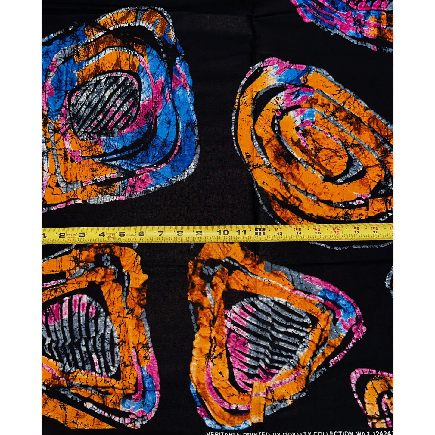 African Print Fabric/Ankara - Black, Orange, Pink, Blue, Gray 'Shayo Circle', YARD or WHOLESALE