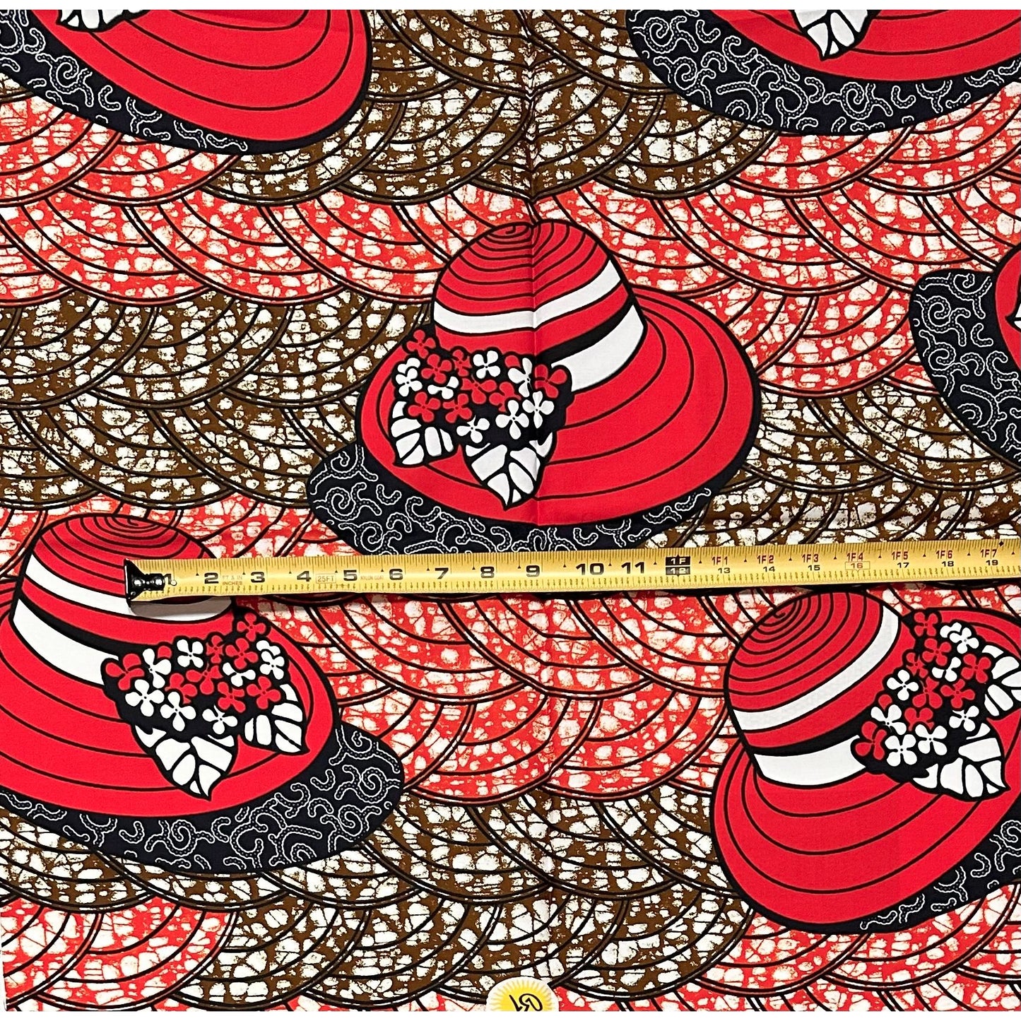 African Print Fabric/Ankara - Red, Blue, Orange, Brown "Madam President" Design, Yard