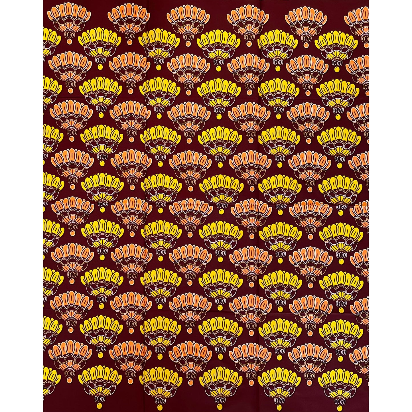 African Print Fabric/Ankara - Shades of Brown, Chartreuse "Nami" Design