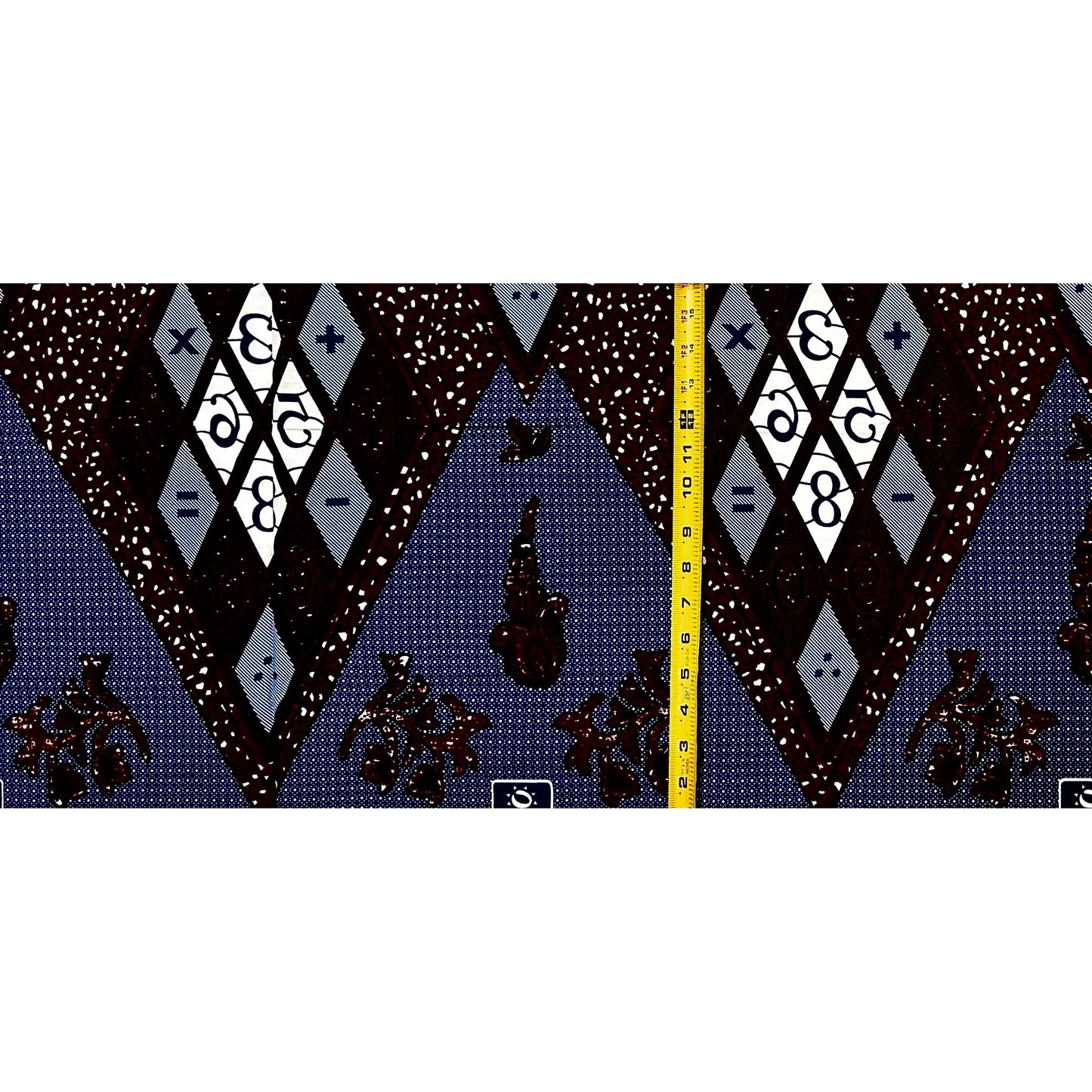 African Print Fabric/ Ankara - Brown, Navy 'Scholar’s Cloth', 1 YARD