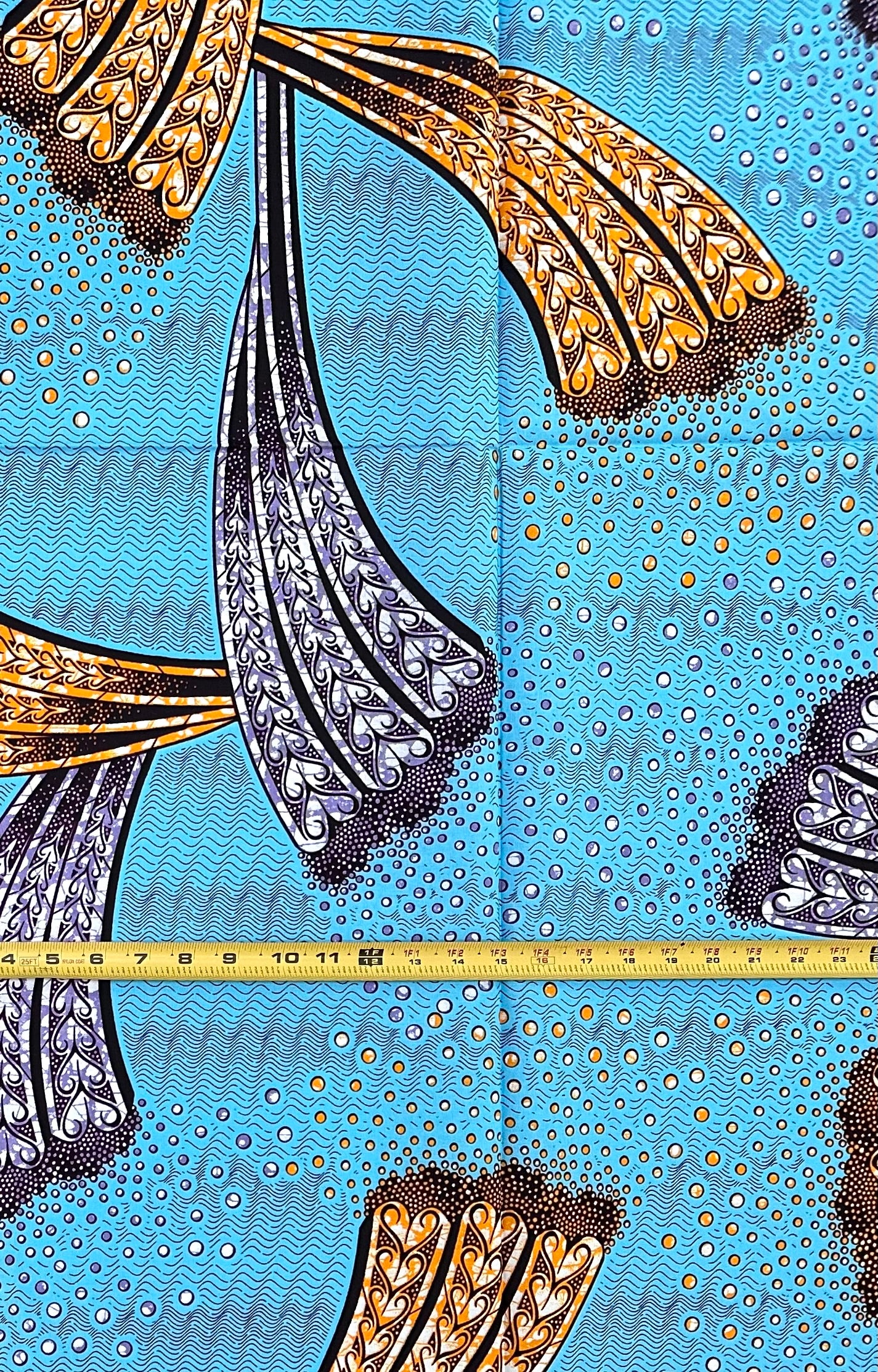 African Print Fabric/ Ankara - Blue, Purple, Orange 'Ocean Between Sisters', 1 Yard