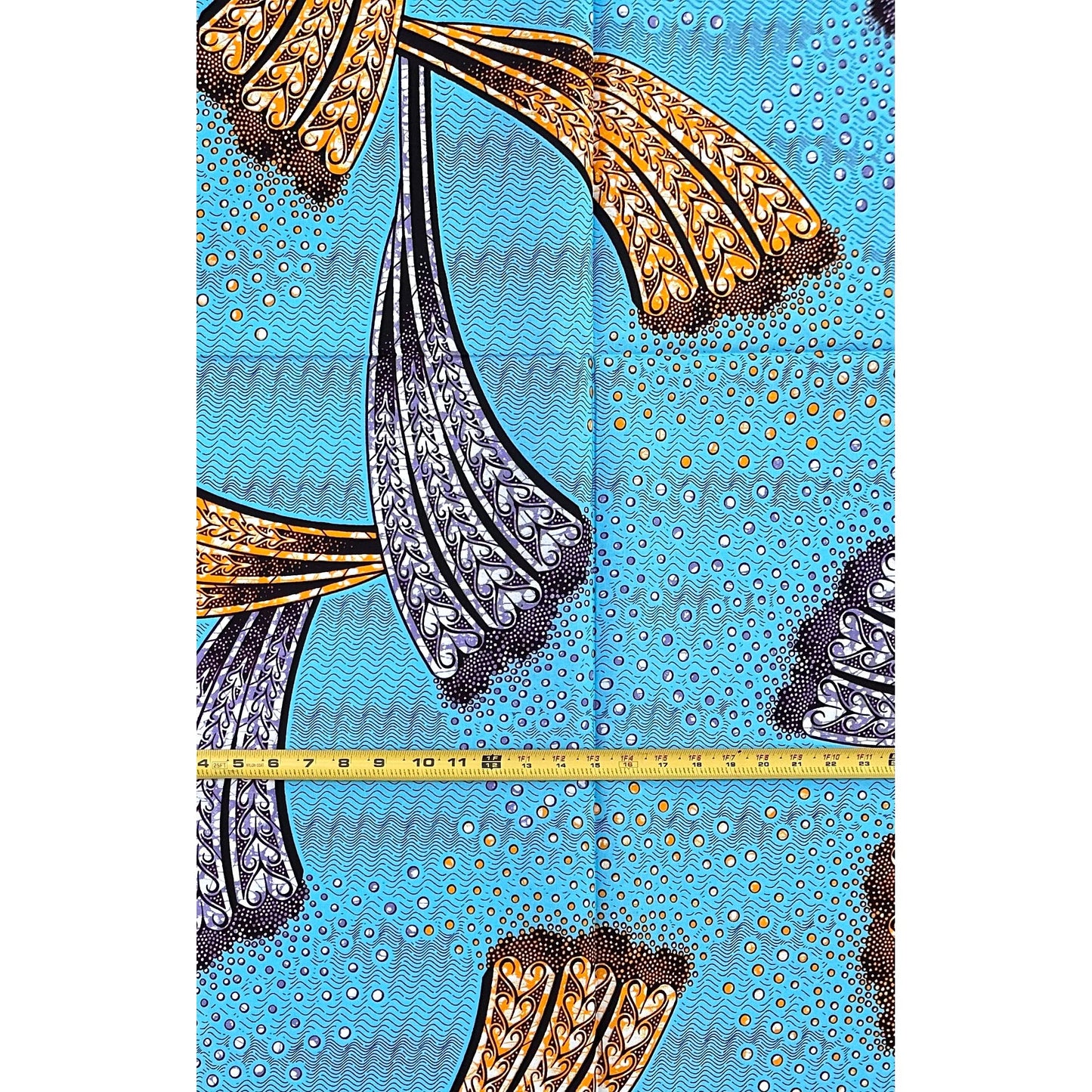 African Print Fabric/ Ankara - Blue, Purple, Orange 'Ocean Between Sisters', 1 Yard