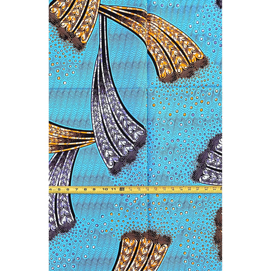 African Print Fabric/ Ankara - Blue, Purple, Orange 'Ocean Between Sisters', 1 Yard