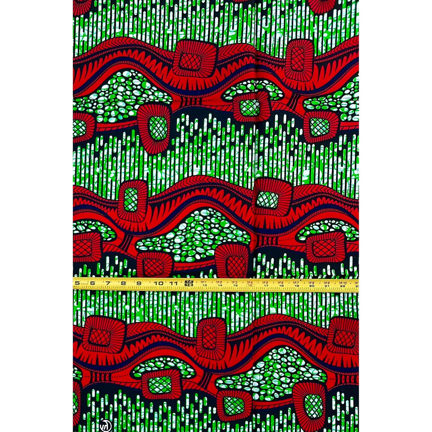 African Print Fabric/ Ankara - Red, Green 'Ọmụgwọ Harvest' Design, YARD