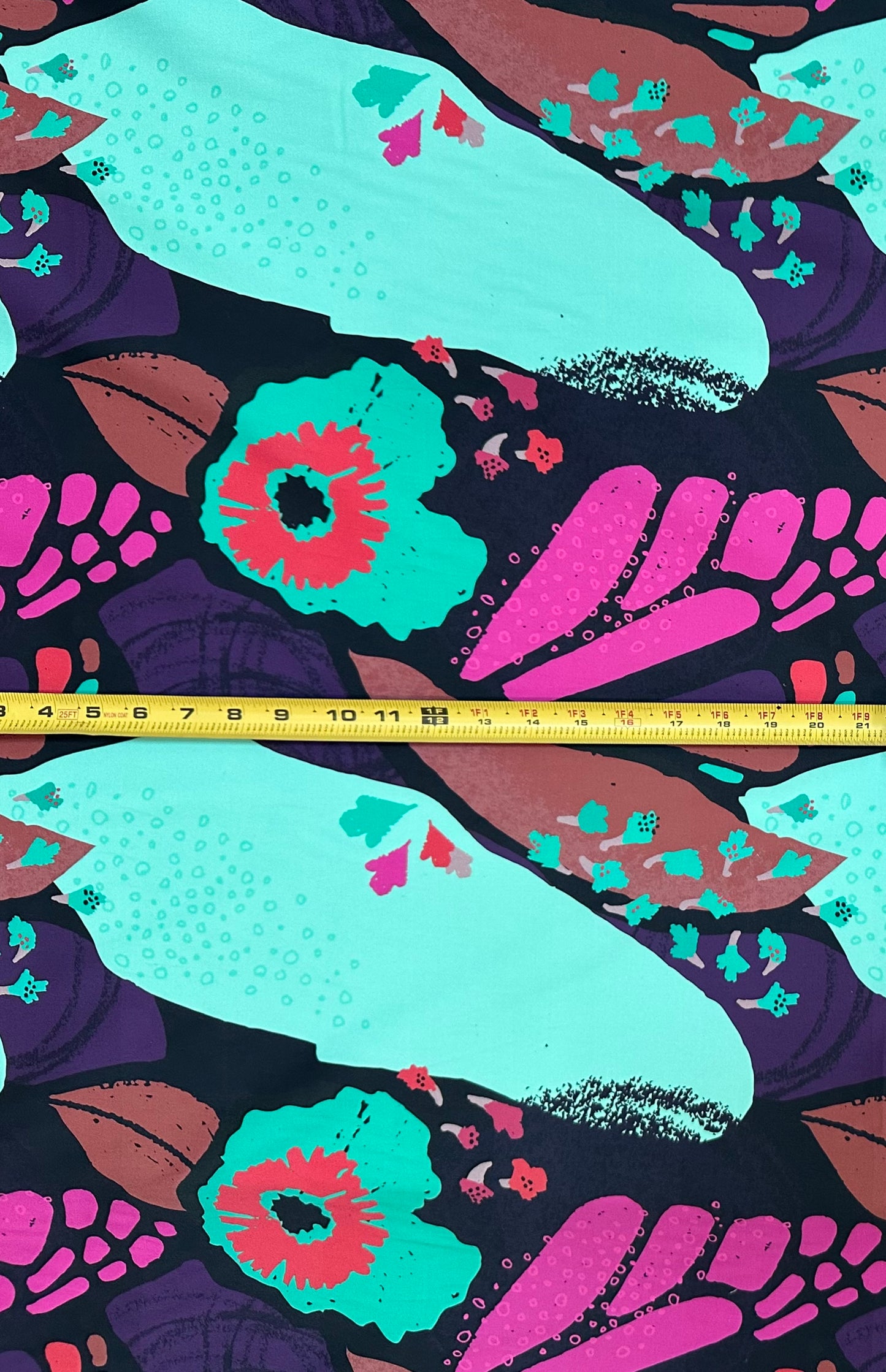 African Print, Stretch Cotton Satin Fabric- Turquoise, Magenta, Purple, Red, Brown "Sweet Thistle", Per Yard