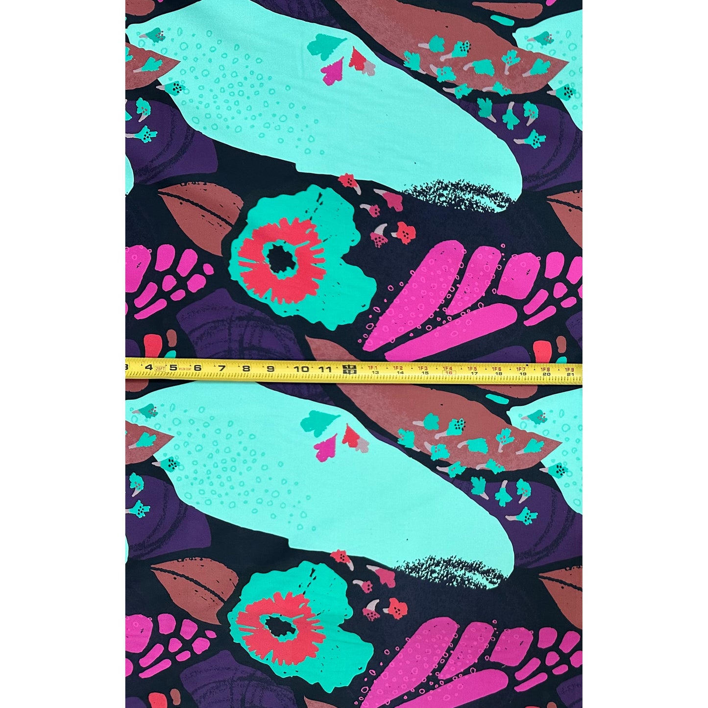 African Print, Stretch Cotton Satin Fabric- Turquoise, Magenta, Purple, Red, Brown "Sweet Thistle", Per Yard