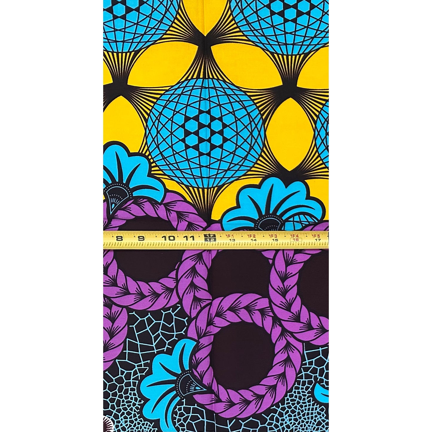 African Print Fabric/Ankara - Purple, Blue, Yellow “The Scenic Route" Design, 1 Yard