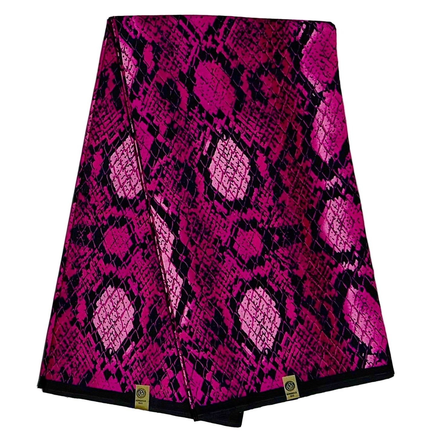 African Print Fabric/ Ankara - Pink, Black 'Adesewa Skin' Design, Yard or Wholesale