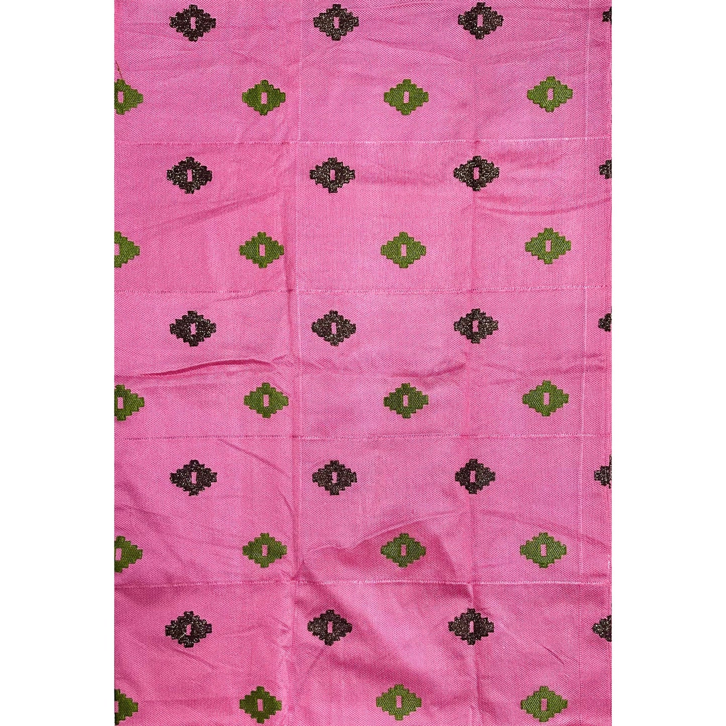 African Fabric/ Woven, Embroidered Kente - Pink, Green, Brown, Gold “Sweet Strength”, ~2 Yards