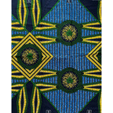 African Print Fabric/ Ankara - Blue, Green, Yellow ‘Omana Cross' Design, YARD or WHOLESALE
