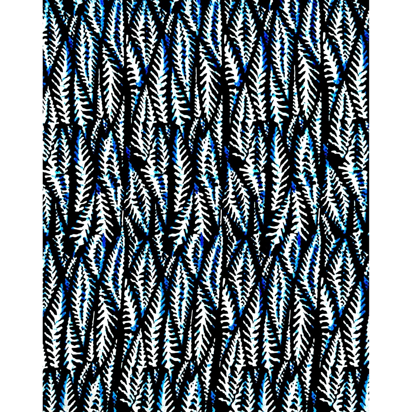 African Print Fabric/ Ankara - Blue, Black, White 'Who Blow AC?' Design, YARD or WHOLESALE
