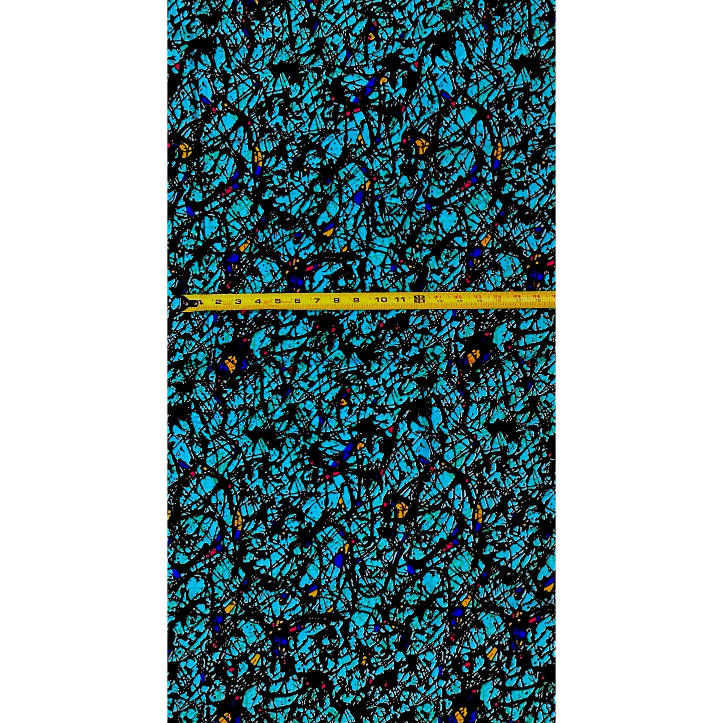African Print Fabric/ Ankara - Blue, White 'Chaos Theory' Design, YARD or WHOLESALE