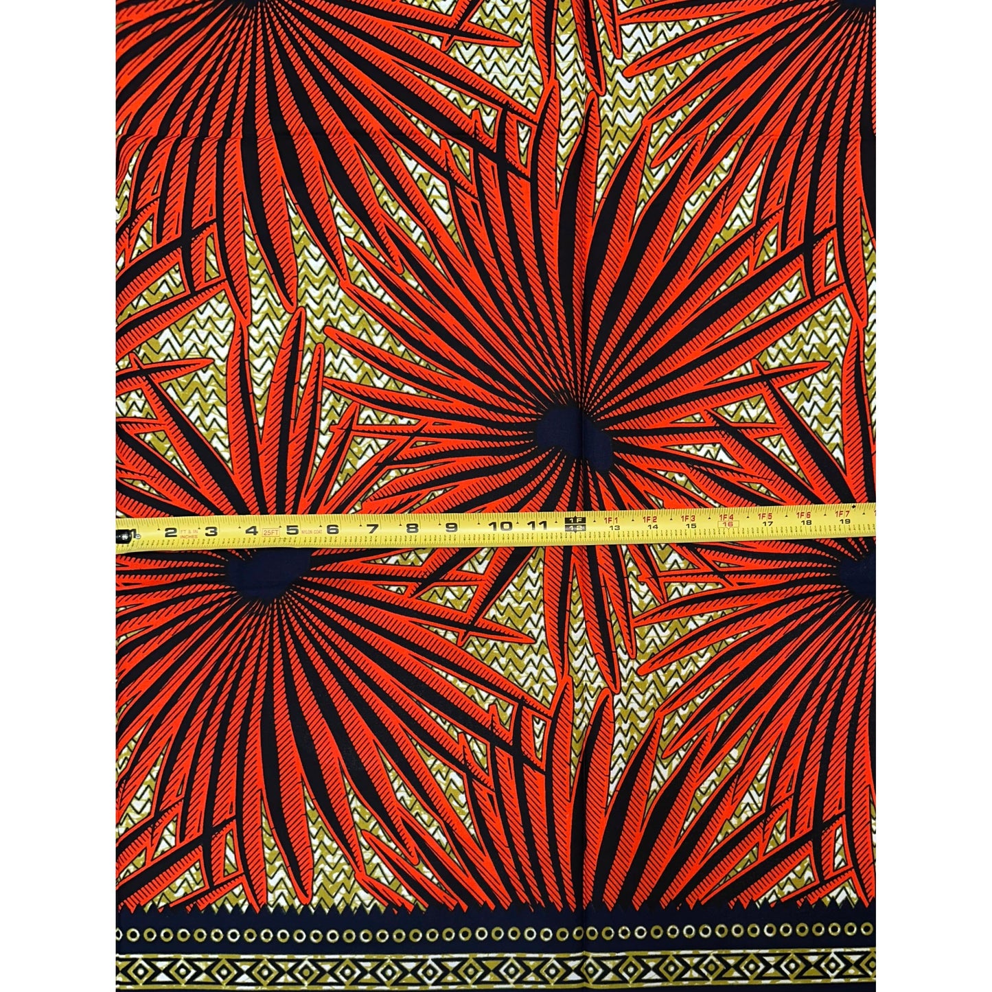African Print Fabric/Ankara - Orange, Brown, Black "Solar Flare" Design, Per Yard