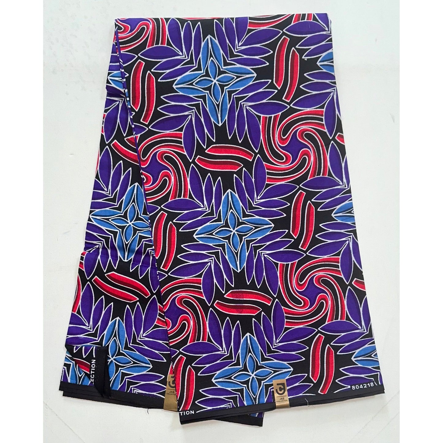 African Print Fabric/ Ankara - Blue, Purple, Shades of Red 'Nyoka Petals' Design, YARD or WHOLESALE