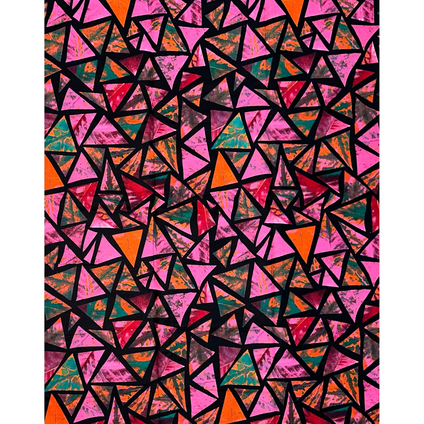 African Print Fabric/ Ankara - Pink, Green, Orange, Black 'Chimwala', YARD OR WHOLESALE