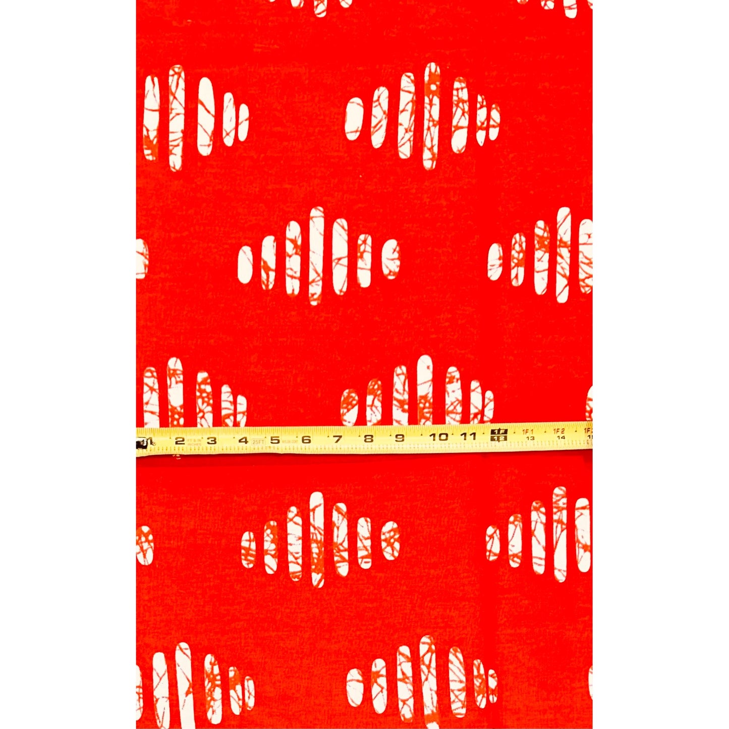 African Print Fabric/ Ankara - Red, White 'Fire Morse' Design, YARD or WHOLESALE