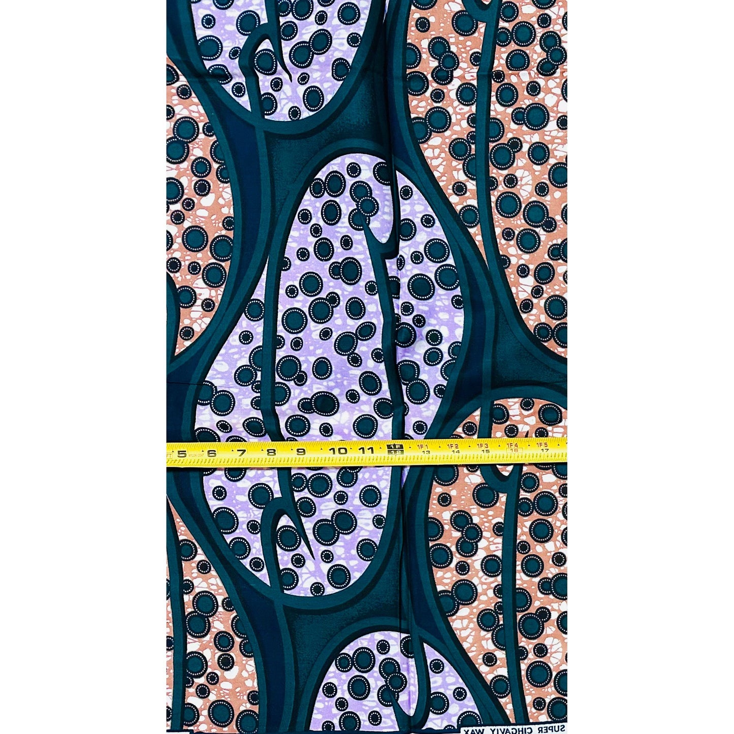 African Print Fabric/ Ankara - Purple, Brown, Green ‘The Shape of Tomorrow' Design, 1 YARD