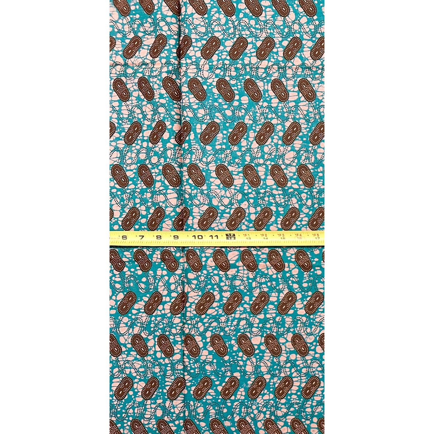 African Print Fabric/ Ankara - Teal, Brown, Beige 'Coffee Before Sunrise', 1 Yard