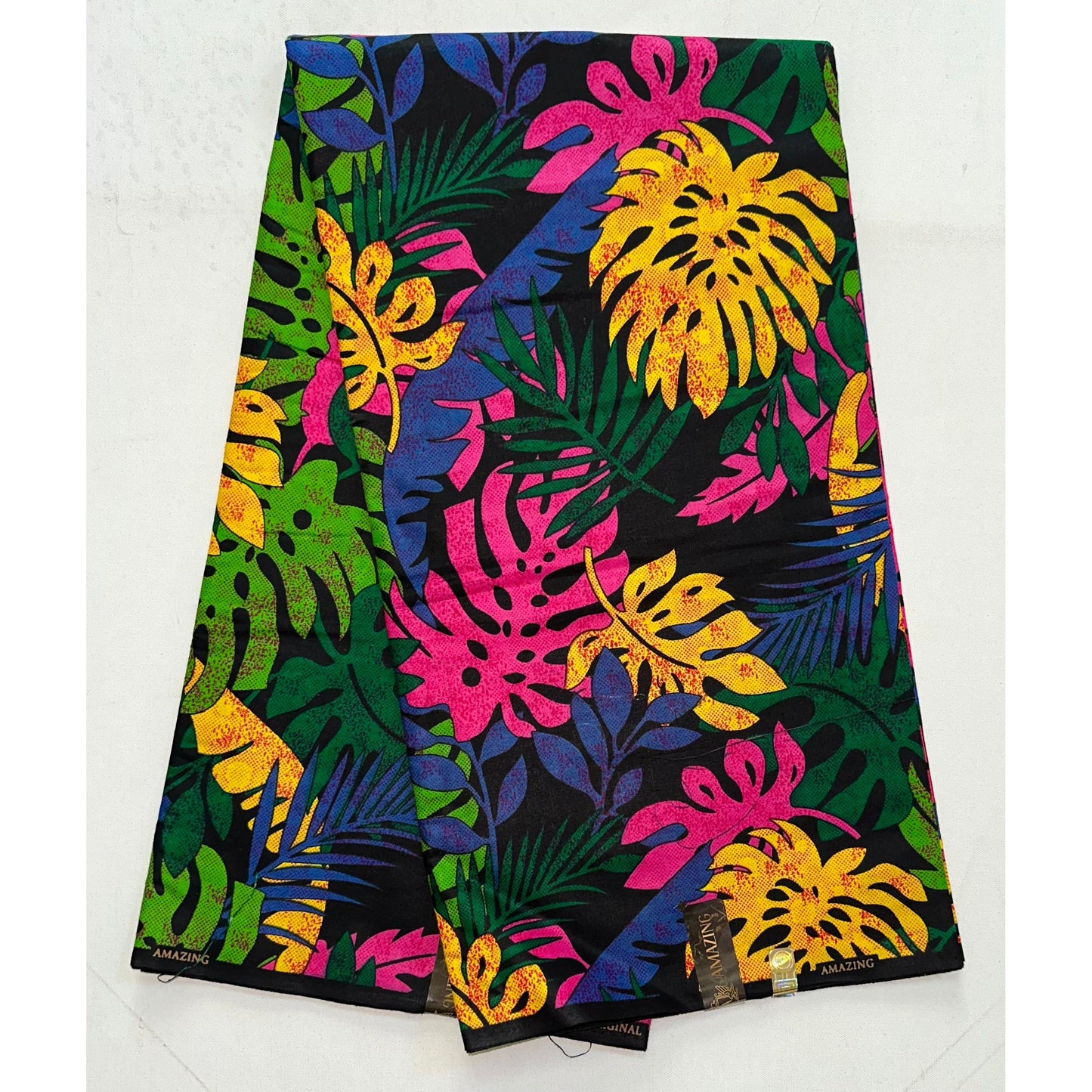 African Print Fabric/ Ankara - Blue, Yellow, Pink, Green, Black 'Pankshin Opulence' Design, YARD or WHOLESALE
