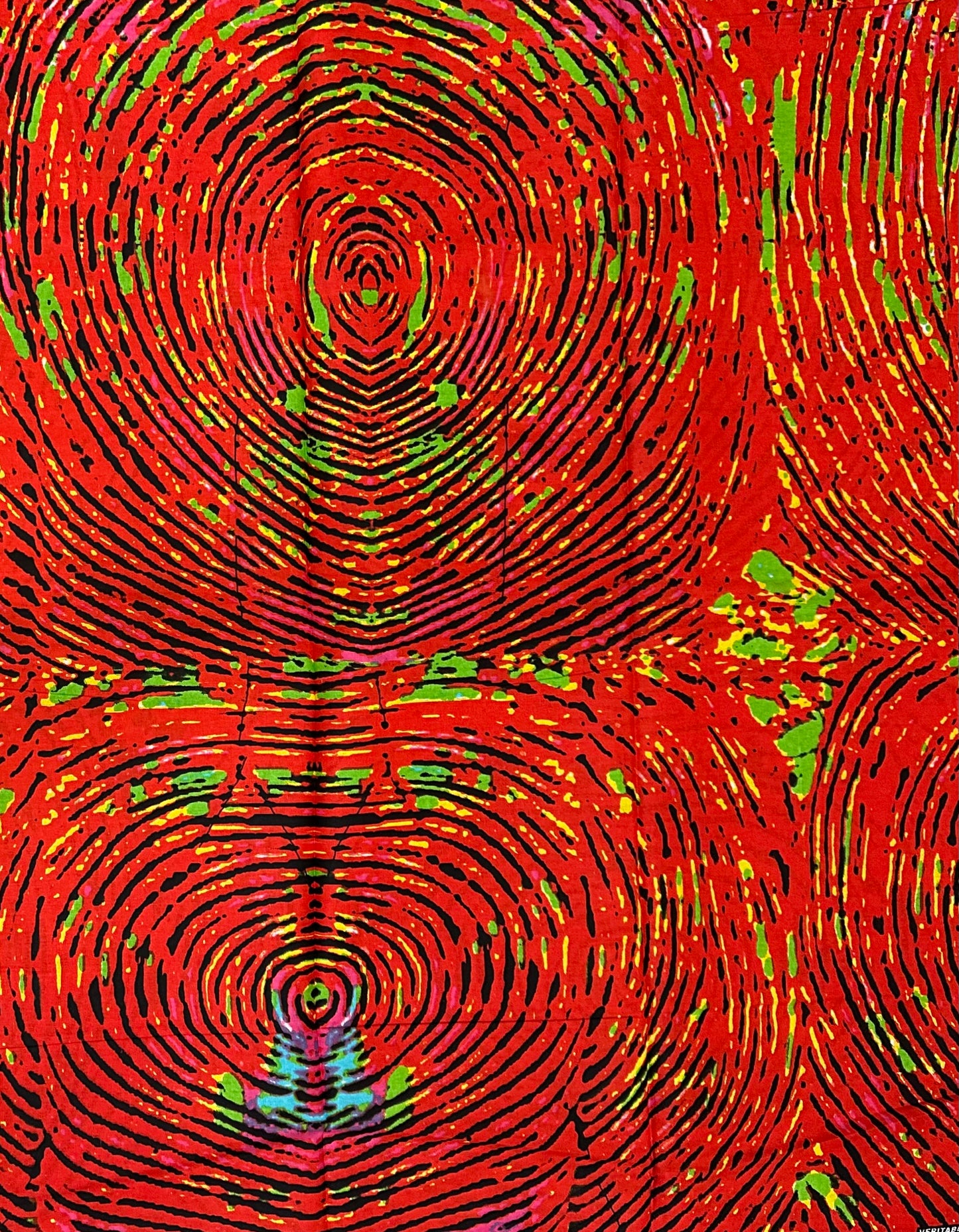 African Print Fabric/ Ankara - Bright Red - Dark Orange, Black, Green 'Fire Print’, YARD or WHOLESALE
