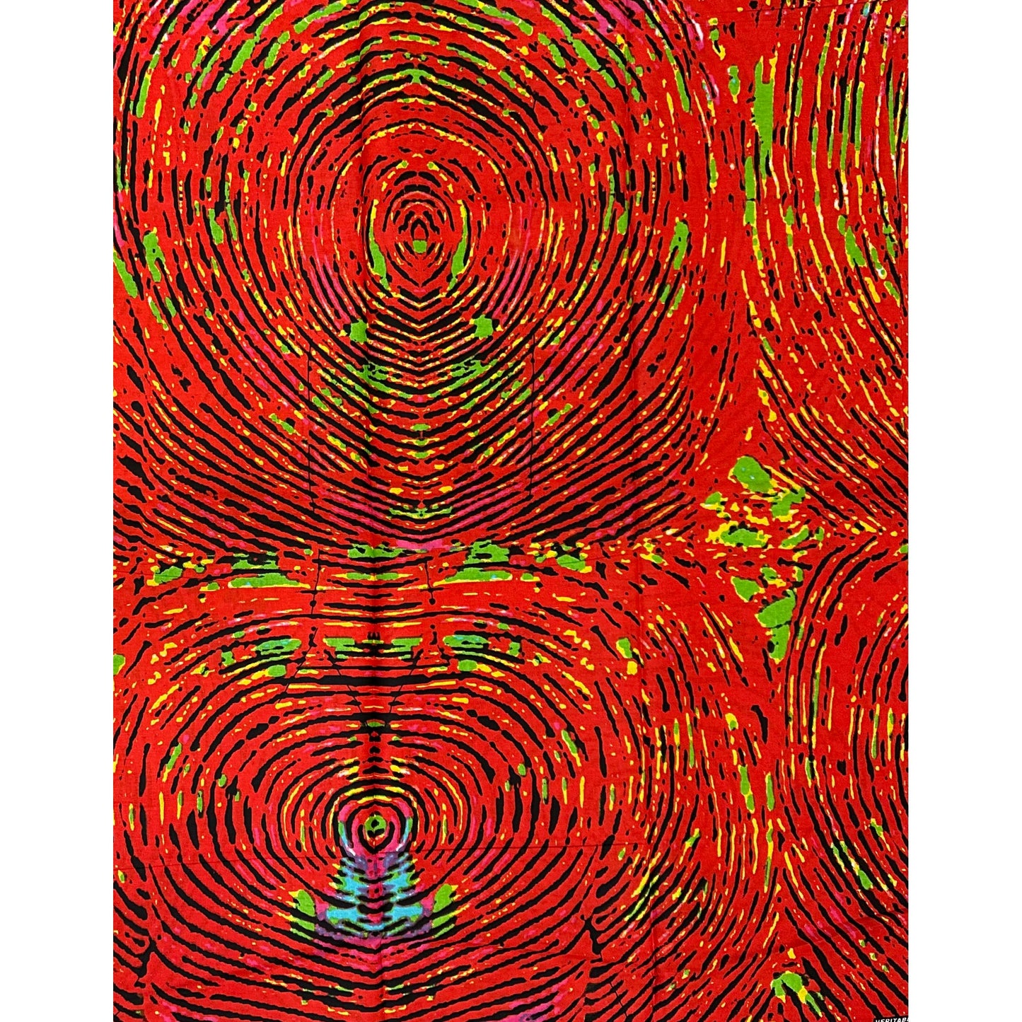 African Print Fabric/ Ankara - Bright Red - Dark Orange, Black, Green 'Fire Print’, YARD or WHOLESALE