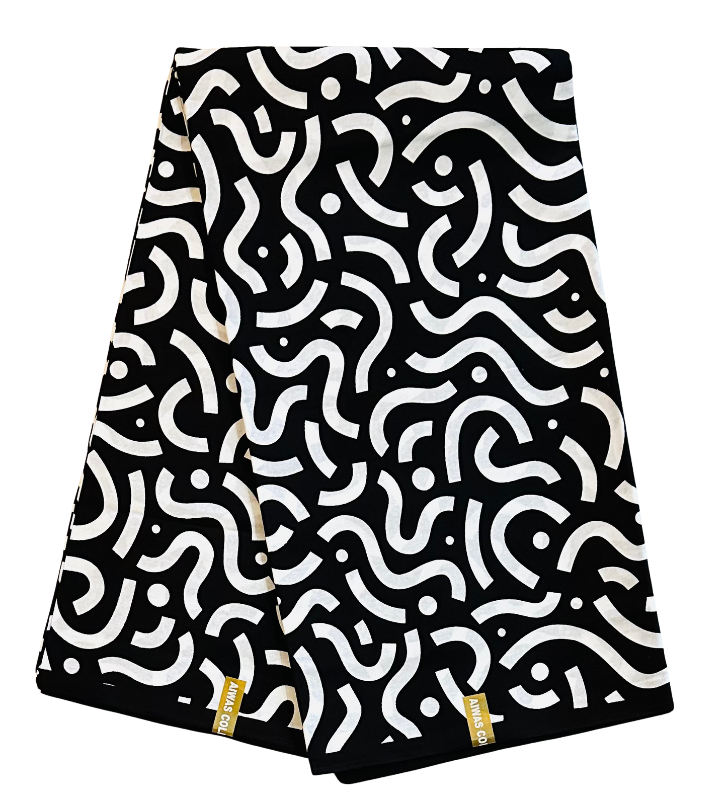 African Print Fabric/ Ankara - Black, White 'Skelewu' Design, YARD or WHOLESALE