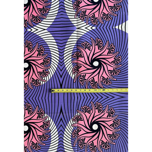 African Print Fabric/ Ankara - Purple, Pink “Opará Lotus', YARD or WHOLESALE