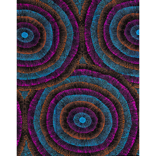 African Print Fabric/Ankara - Blue, Orange, Purple ‘Omo Legacy' Design, YARD or WHOLESALE