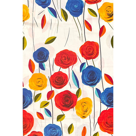 African Print Fabric/Ankara - Red, Blue, Marigold, Green "Ondo Bloom Theory" Design, YARD or WHOLESALE