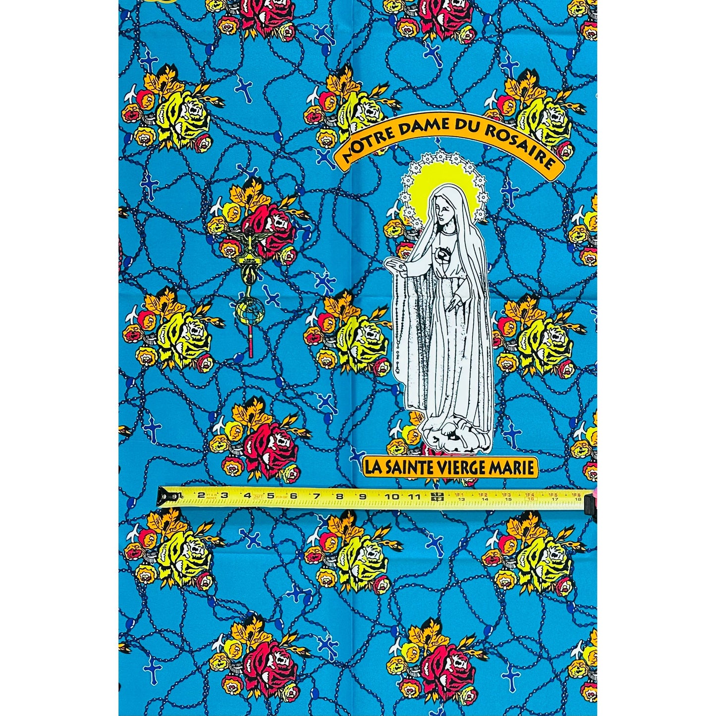 African Print Fabric/ Ankara - Blue, Orange, Fuchsia, Yellow 'Prayed Over & Protected,’ 1 YARD