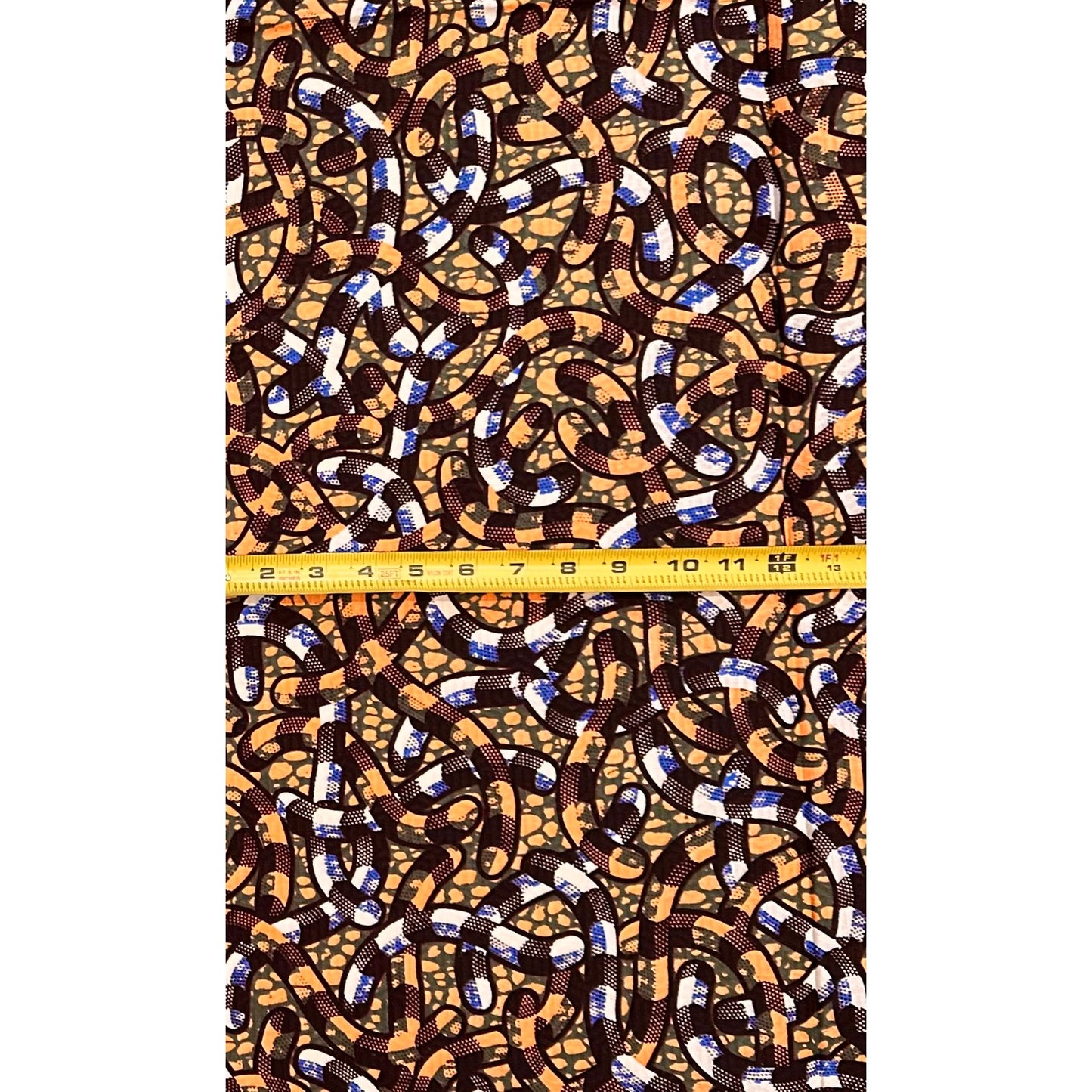 African Print Fabric/ Ankara - Apricot, Blue, Brown ‘Esty' Design, YARD
