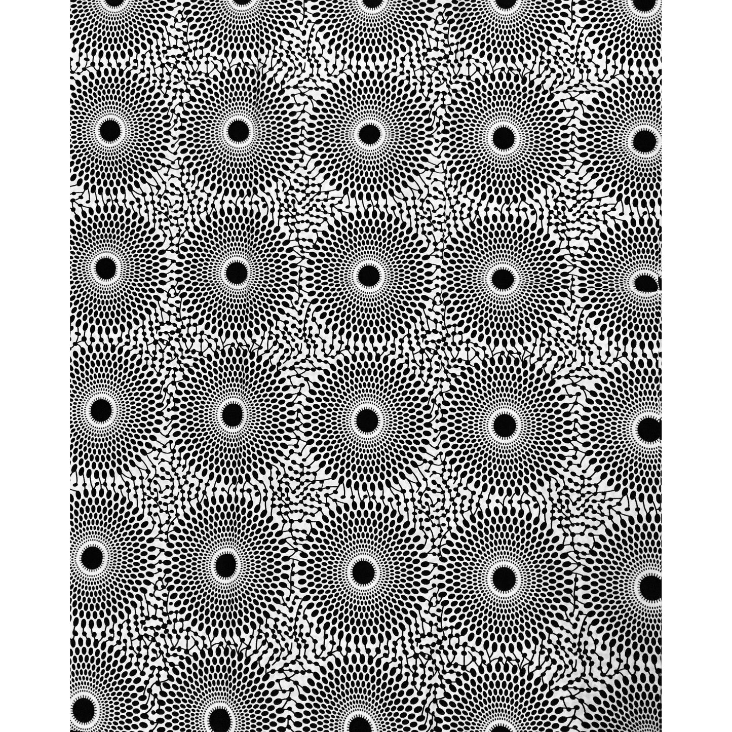 African Print Fabric/ Ankara - Black, White 'Bullseye' Design, YARD or WHOLESALE