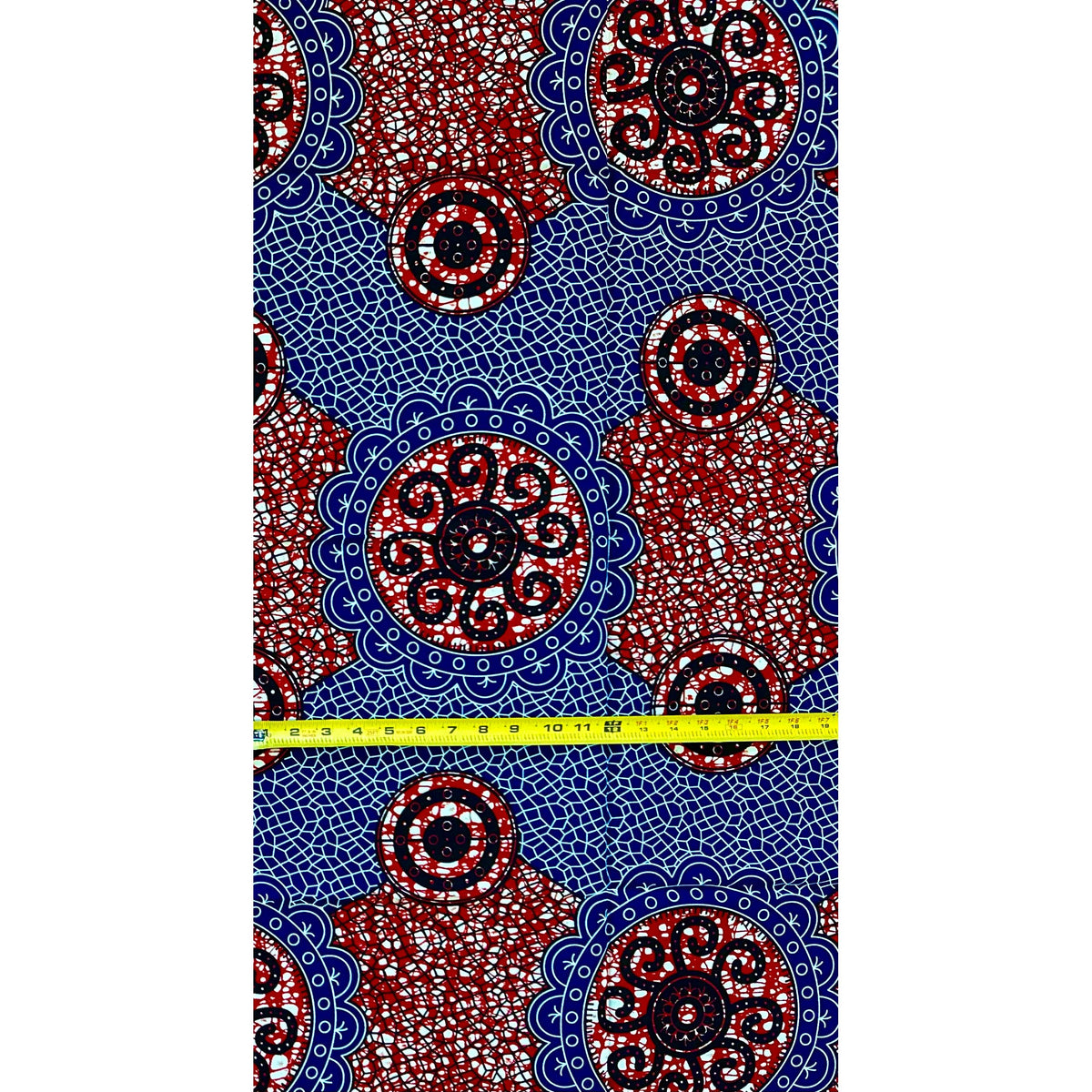 African Print Fabric/ Ankara - Brown, Navy 'Heritage Seal,’ YARD