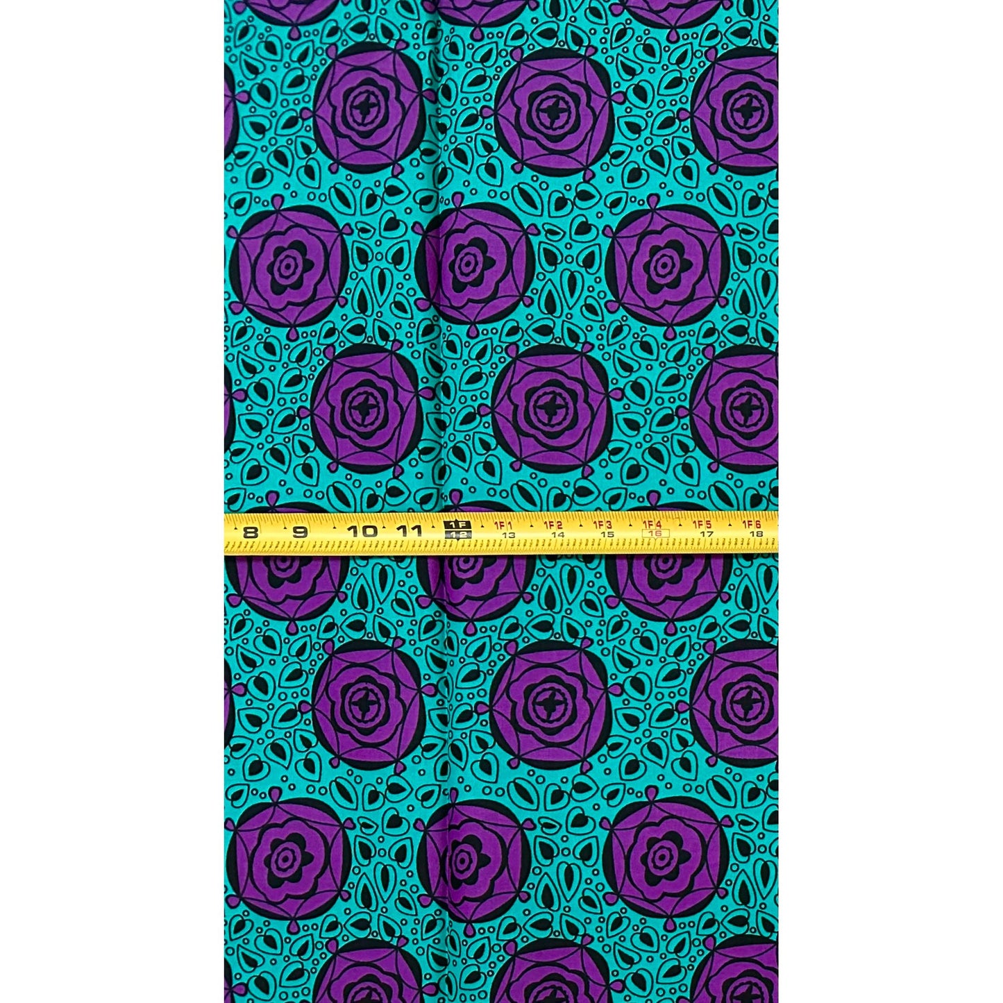 African Print Fabric/ Ankara - Purple, Teal, Black 'Violet Conversations', 1 Yard
