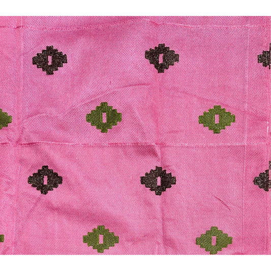 African Fabric/ Woven, Embroidered Kente - Pink, Green, Brown, Gold “Sweet Strength”, ~2 Yards