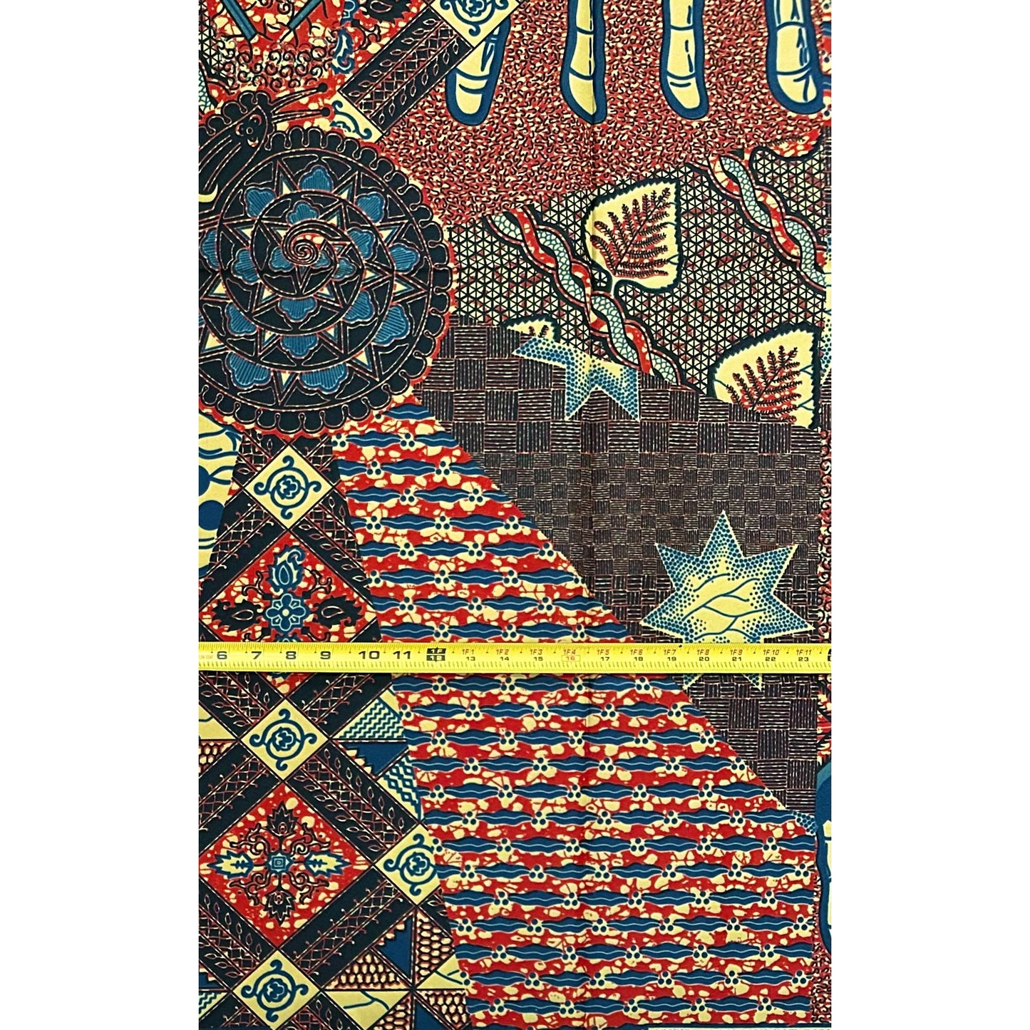 African Print Fabric/ Ankara - Brown, Blue, Beige 'Living Heritage', 1 YARD