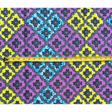 African Print Fabric/ Ankara - Purple, Blue, Yellow '8 Point Star' Design, YARD