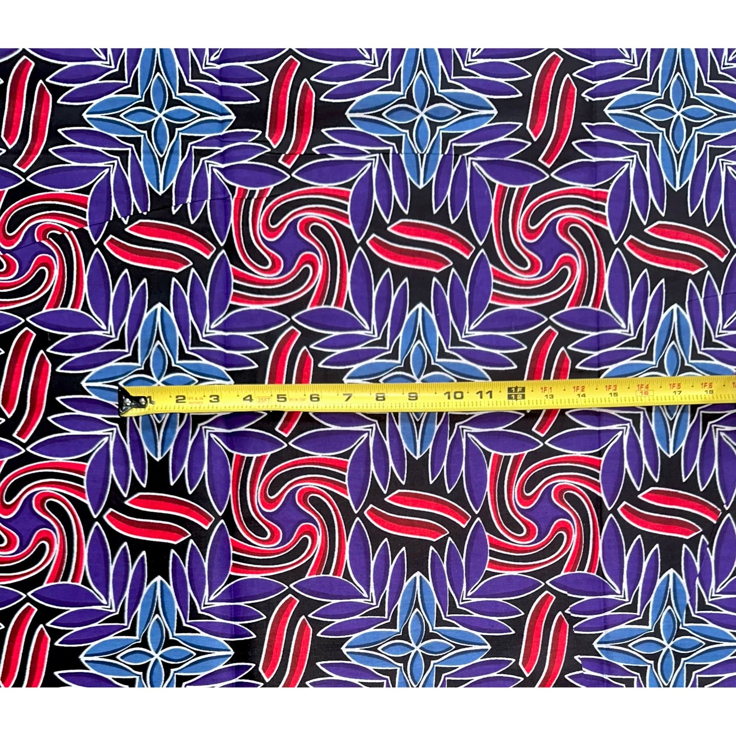 African Print Fabric/ Ankara - Blue, Purple, Shades of Red 'Nyoka Petals' Design, YARD or WHOLESALE