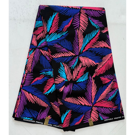 African Print Fabric/ Ankara - Pink, Blue, Purple, Black 'Mosaic of Mombasa' Design, YARD or WHOLESALE