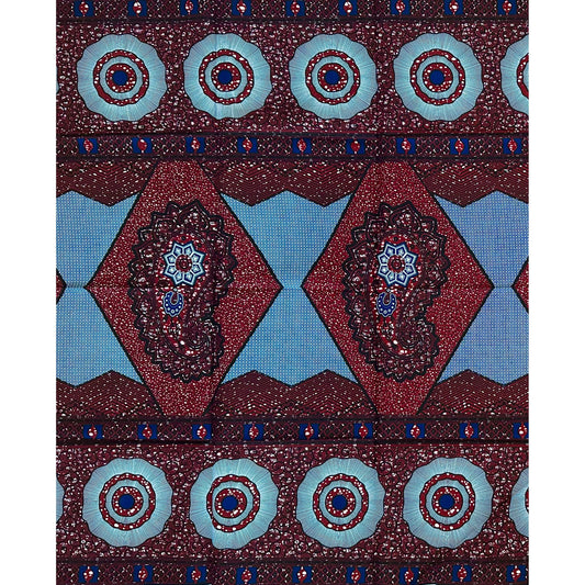 African Print Fabric/ Ankara - Brown, Navy 'Council of Women,’ 1 YARD