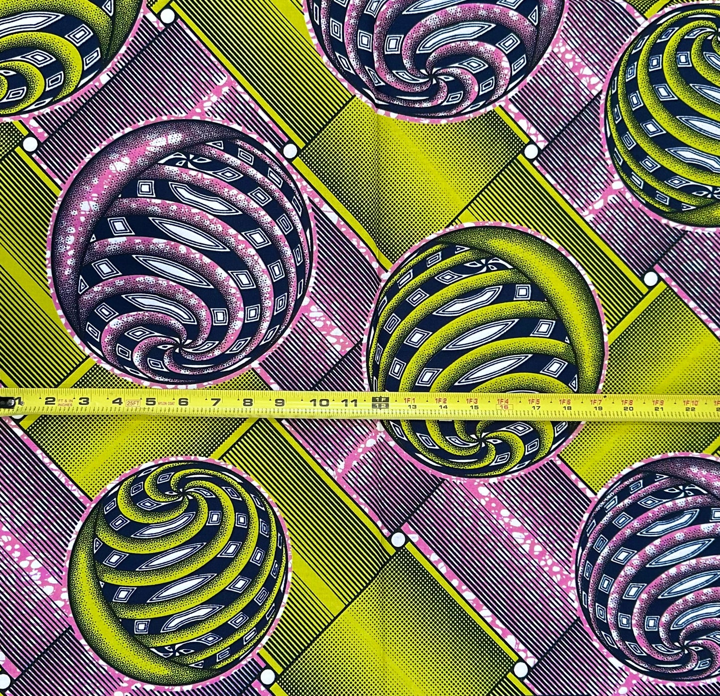 African Print Fabric/ Ankara - Purple, Chartreuse 'The World Never Stands Still' YARD