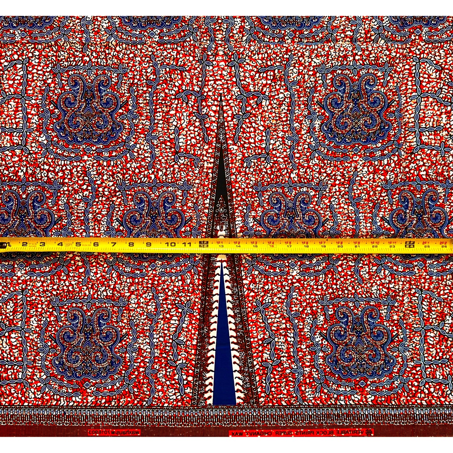 African Print Fabric/ Ankara - Lighter Brown, Blue 'Afia Umari,' YARD
