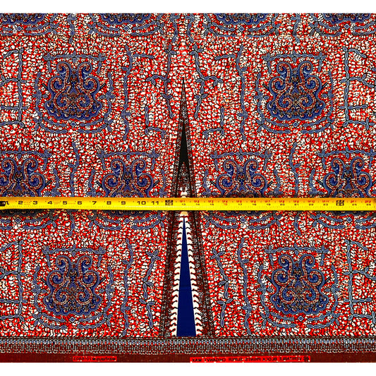 African Print Fabric/ Ankara - Lighter Brown, Blue 'Afia Umari,' YARD