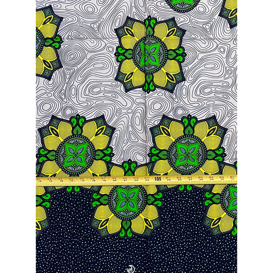 African Print Fabric/Ankara - Yellow, Green, Beige “Living Legacy" Design, 1 Yard