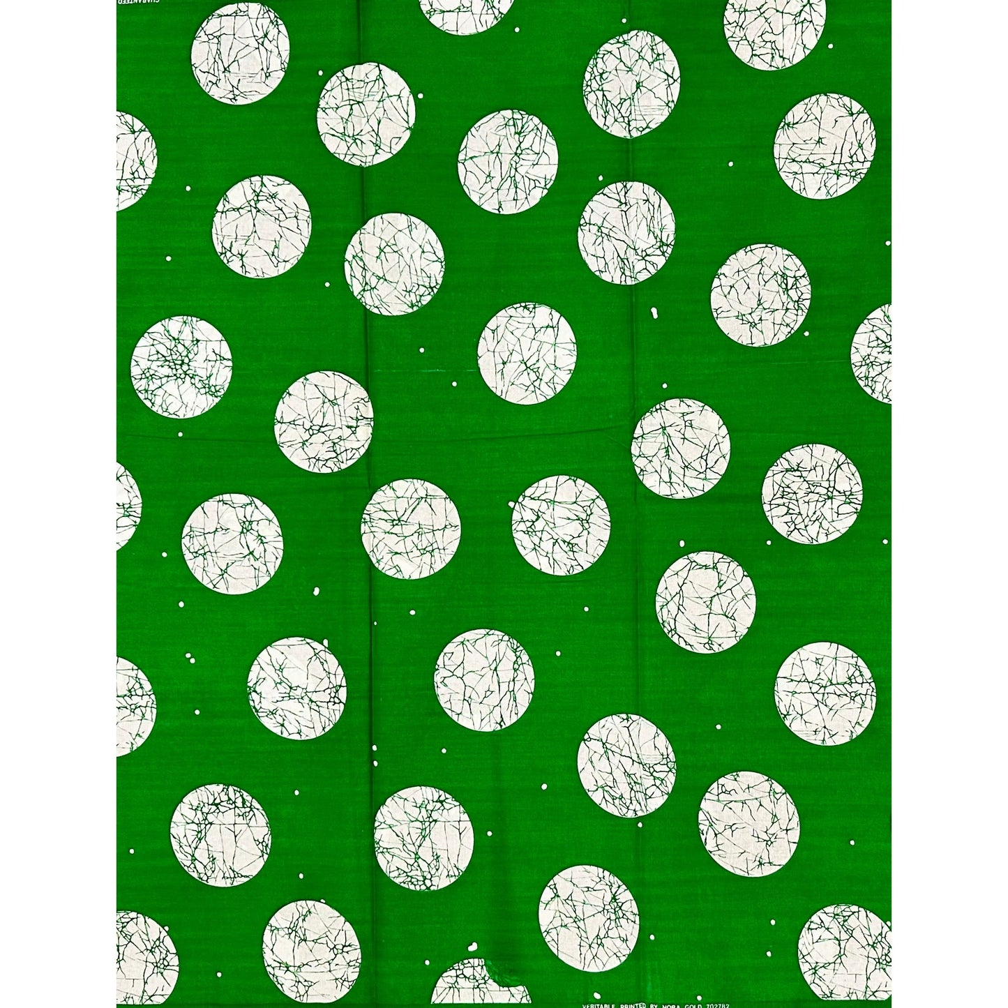 African Print Fabric/ Ankara - Green, White 'Jade Orbit' Design, YARD or WHOLESALE
