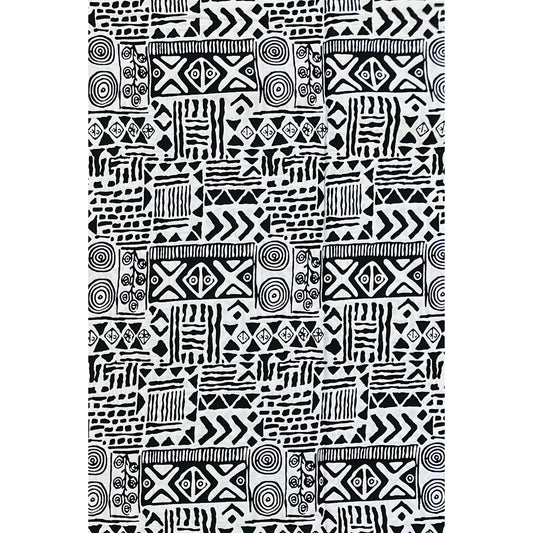 African Print Fabric/ Ankara - Black, White 'Pattern Holds Memory' Design, YARD or WHOLESALE