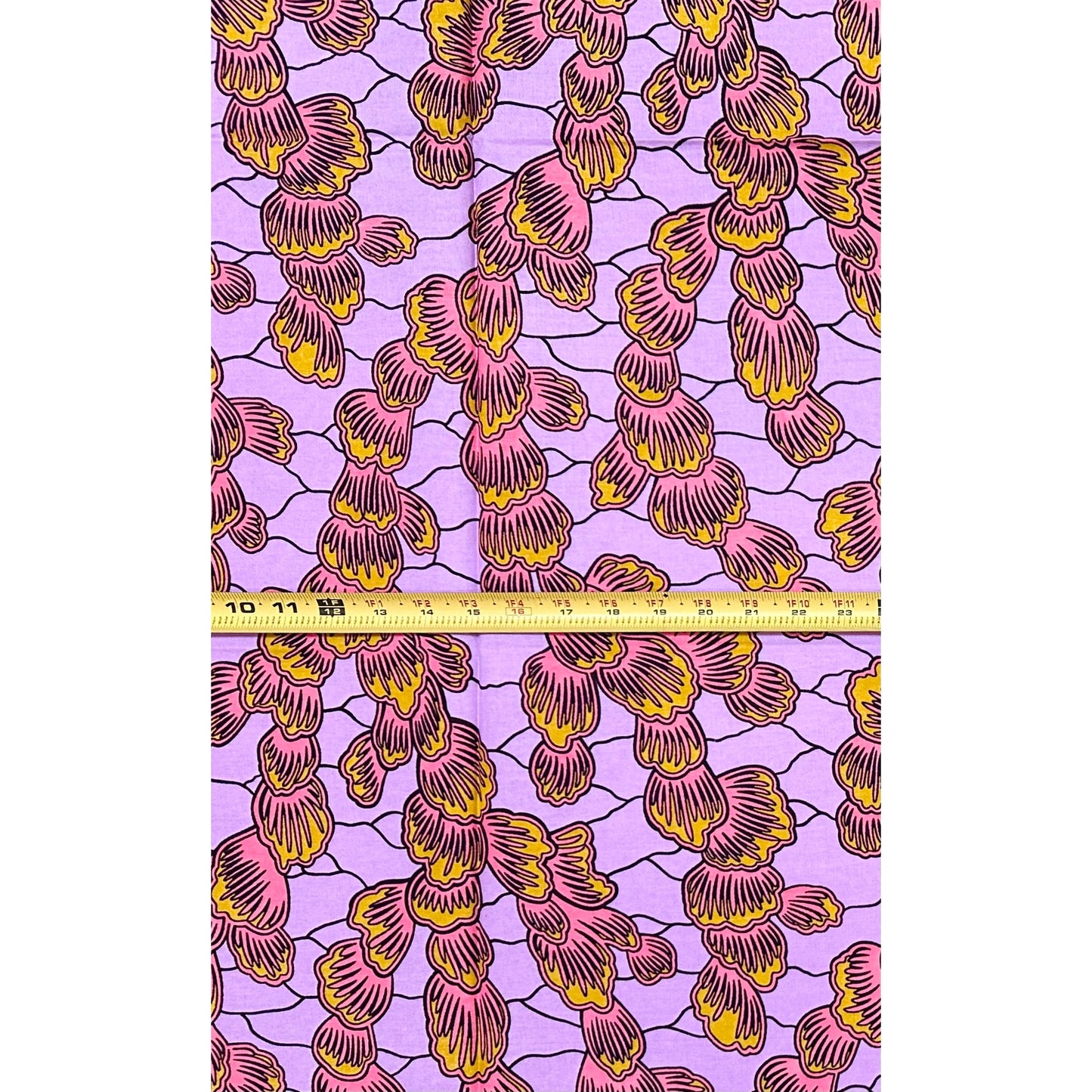 African Print Fabric/Ankara - Purple, Pink, Brown "Little By Little" Design, 1 Yard