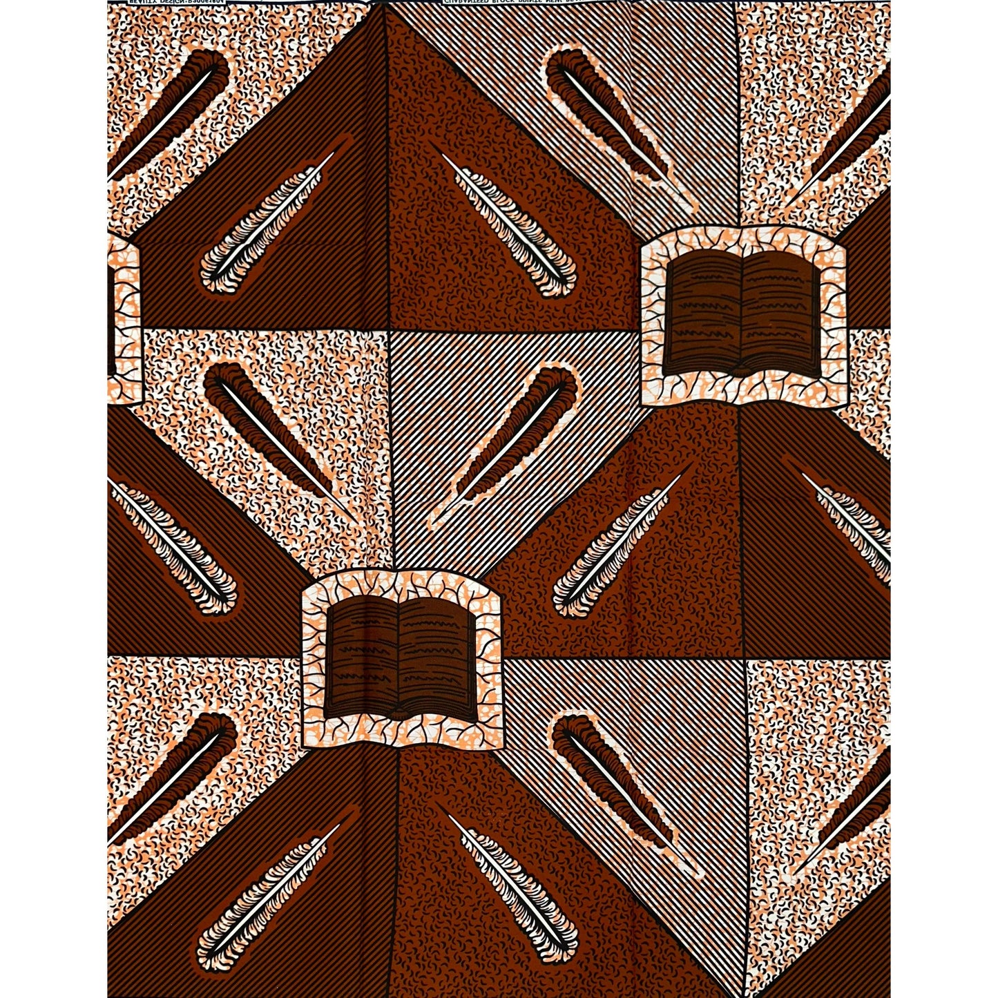 African Print Fabric/ Ankara - Shades of Brown 'Sharp Pen,’ 1 YARD